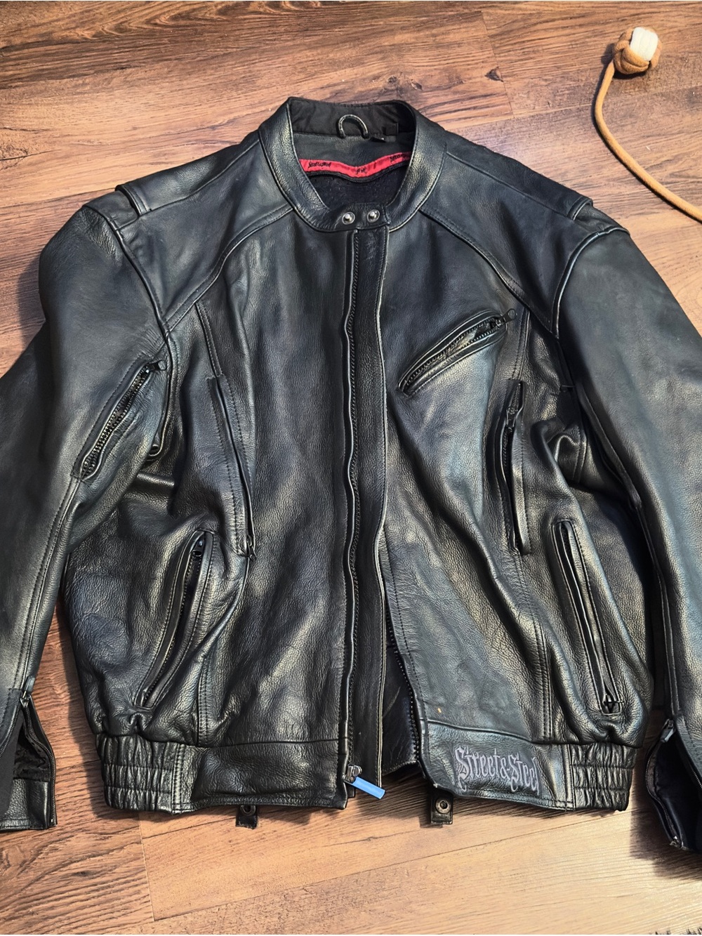 Street & Steel Men's Black Leather Biker Jacket - men’s 3xl